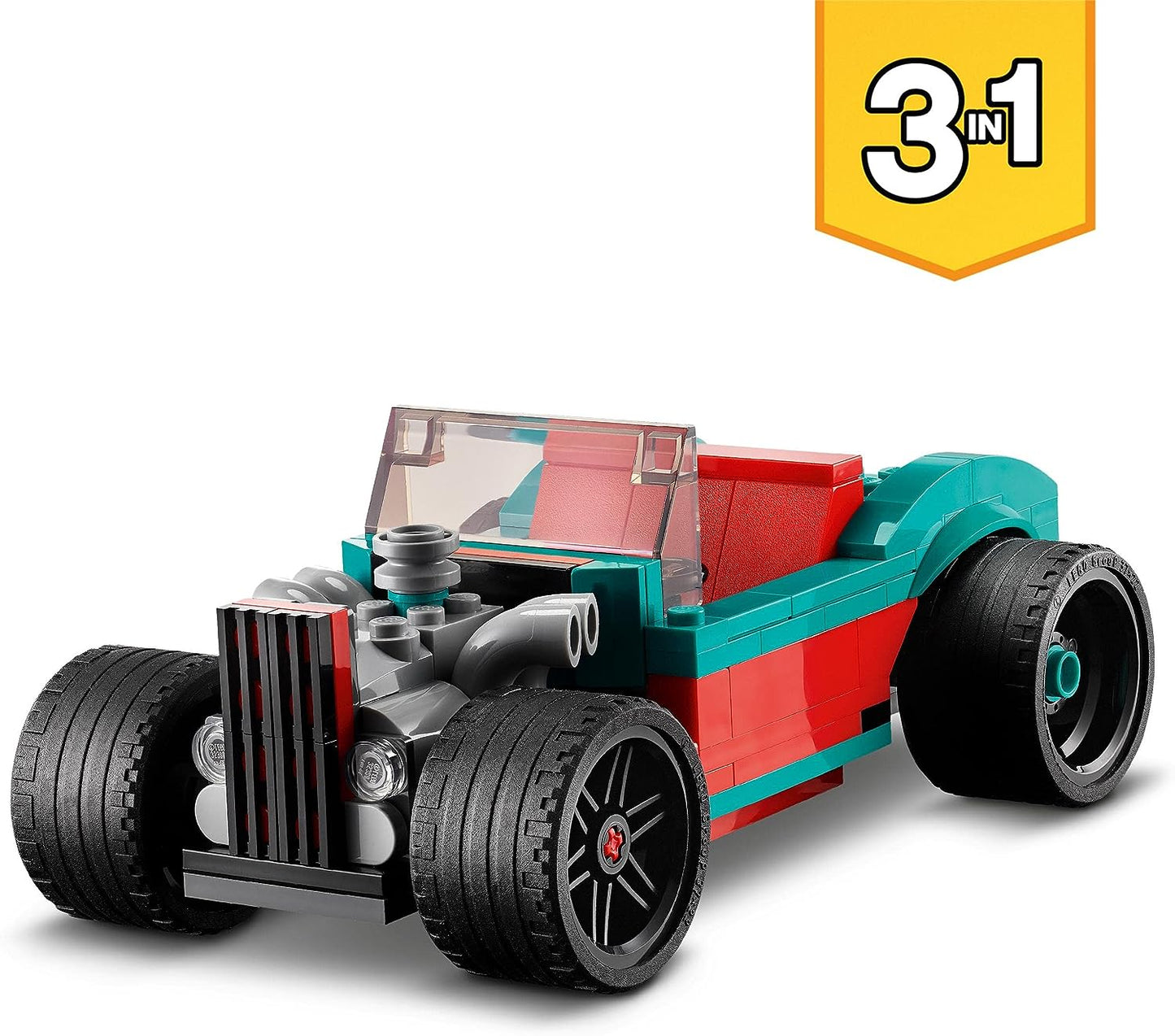 LEGO 31127 Creator 3-in-1 Straßenflitzer: Rennwagen, Muscle Car und Hot Rod Auto