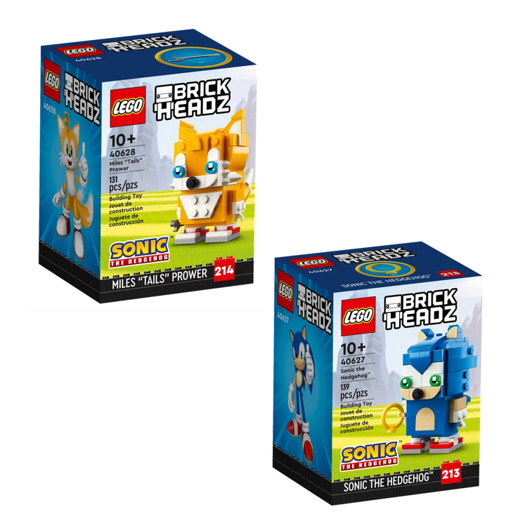 LEGO 40628 & 40627 Brick-Headz - Sonic the Hedgehog & Miles "Tails" Prower