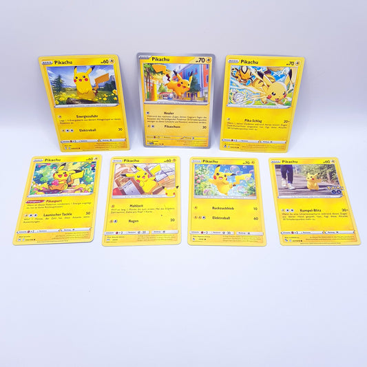 Pokemon Karten - 7 x Pikachu aus verschiedenen Sets - deutsch