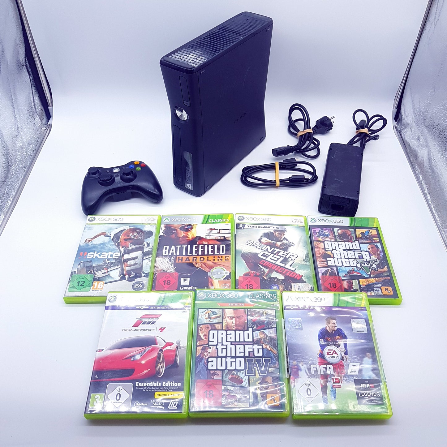 Microsoft Xbox 360 Konsole (250GB) + Zubehör + 7 Spiele - gebraucht