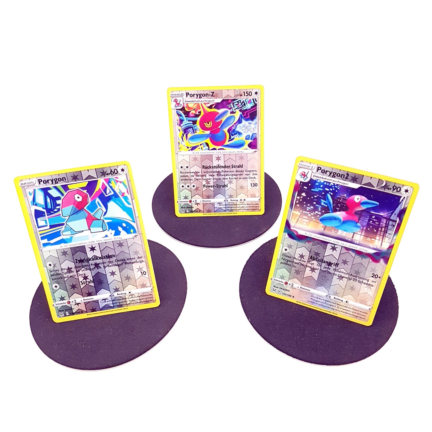 Pokemon Porygon 140/196 Porygon-Z 142/196 Porygon2 141/196 reverse Holo - mint - deutsch