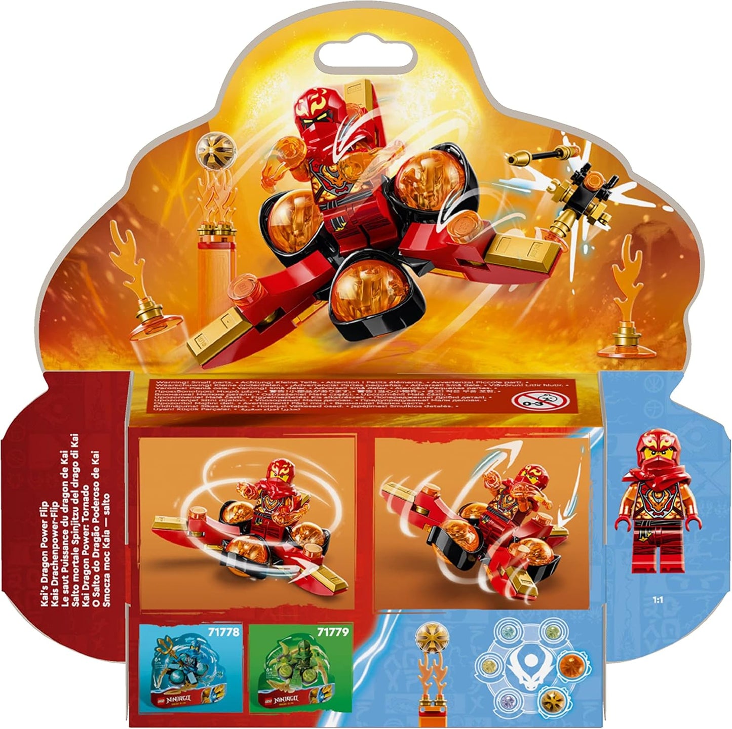 LEGO 71777 NINJAGO Kai's Dragon Power Flip Spinjitzu, Minifigur Kai, Drachenpower