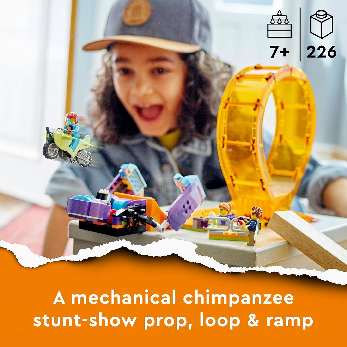 LEGO 60338 City Stuntz Schimpansen-Stuntlooping, mit Rampe, Stunt-Motorrad und 3 Minifiguren