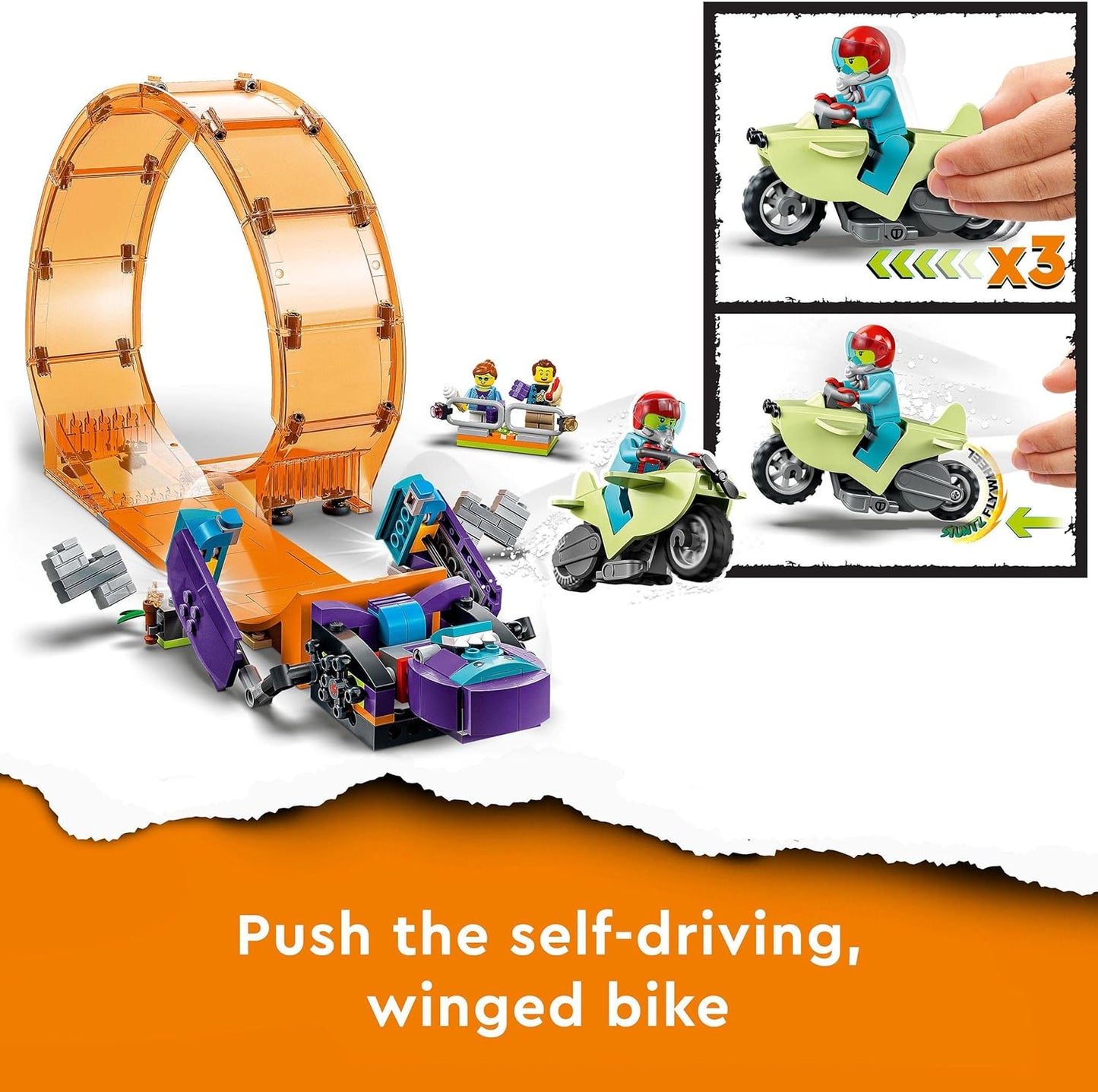 LEGO 60338 City Stuntz Schimpansen-Stuntlooping, mit Rampe, Stunt-Motorrad und 3 Minifiguren