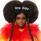 Barbie GVR04 Puppe, kuscheliger Regenbogen-Mantel mit Pudel, brünetten Afro-Puffs