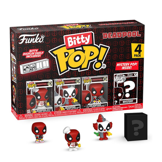 Funko Bitty POP! 4x Deadpool (Backyard Griller, Clown, Bedtime + Mystery-Figur)