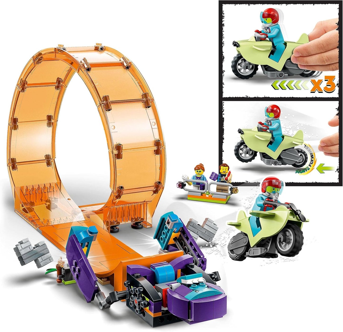 LEGO 60338 City Stuntz Schimpansen-Stuntlooping, mit Rampe, Stunt-Motorrad und 3 Minifiguren