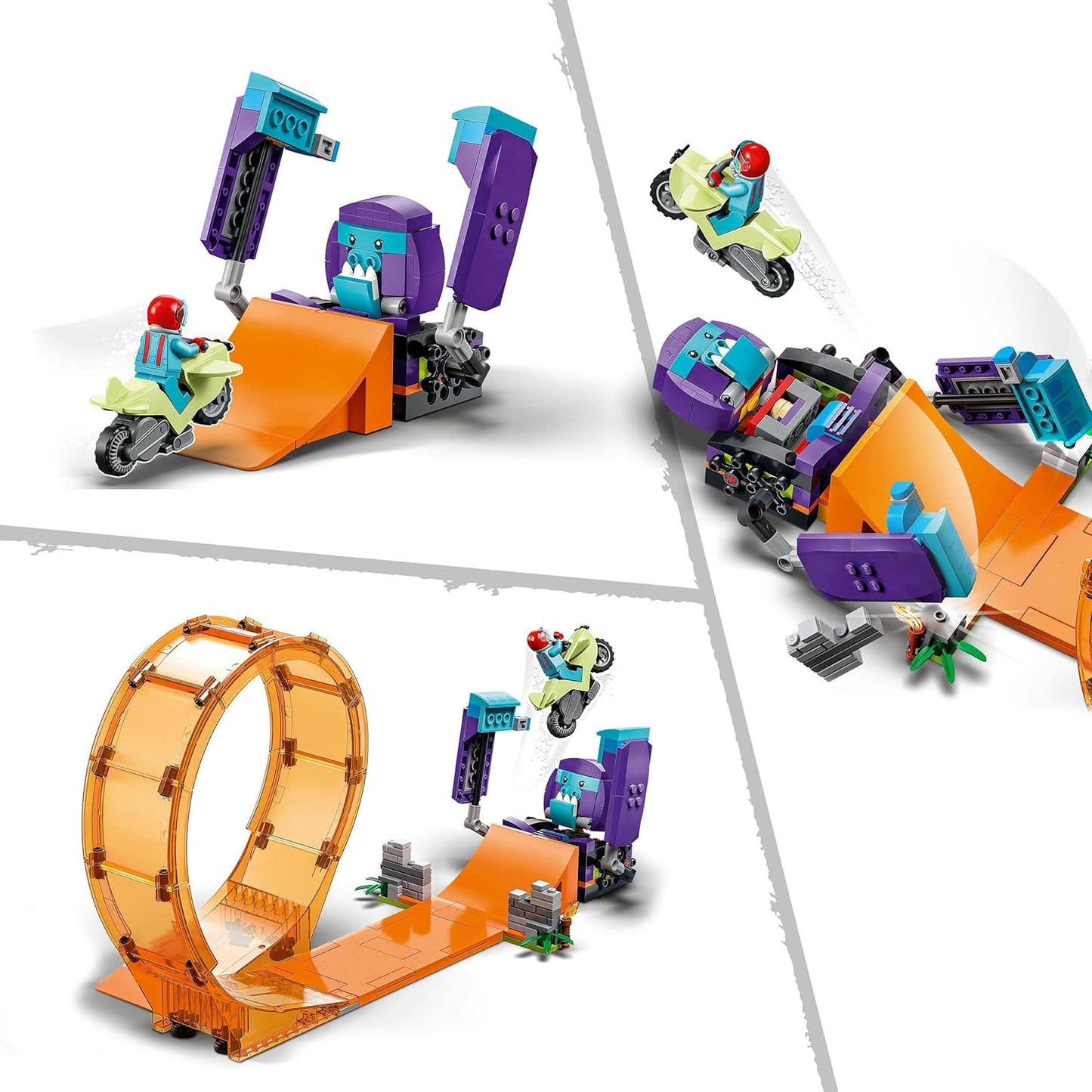 LEGO 60338 City Stuntz Schimpansen-Stuntlooping, mit Rampe, Stunt-Motorrad und 3 Minifiguren