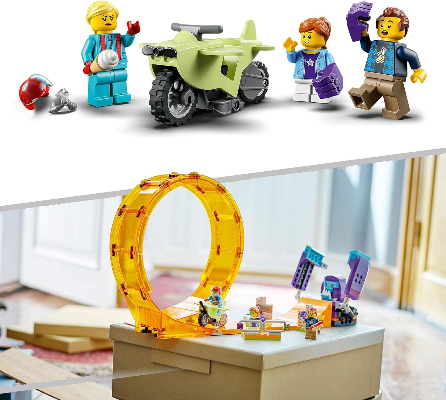 LEGO 60338 City Stuntz Schimpansen-Stuntlooping, mit Rampe, Stunt-Motorrad und 3 Minifiguren