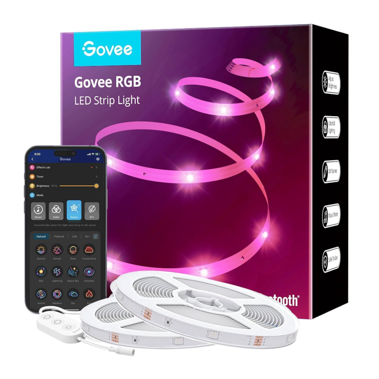 Govee LED Strip 40m, Bluetooth RGB LED Streifen mit App-Steuerung, Farbwechsel, Musik Sync (Kopie)