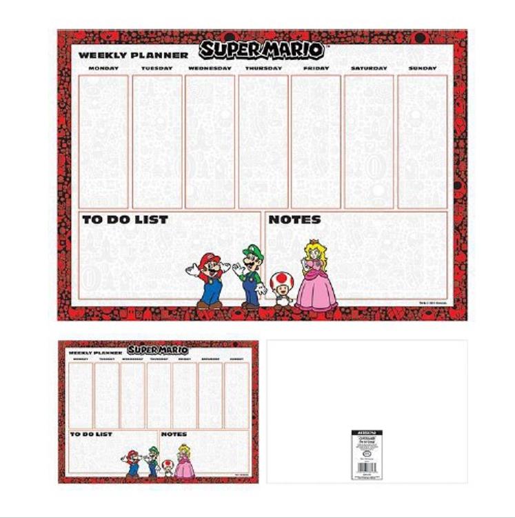 Weekly Planer Terminplaner Wochenplaner Nintendo: Super Mario 4 Colour A4 Desk Pad