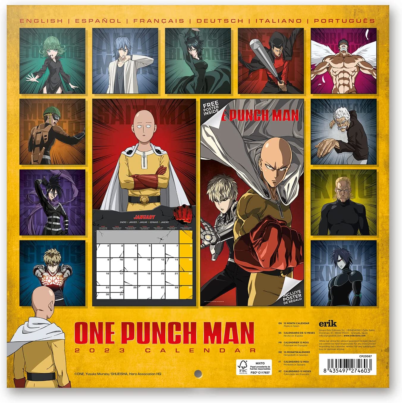 One Punch Man Kalender Wandkalender 2023 Erik