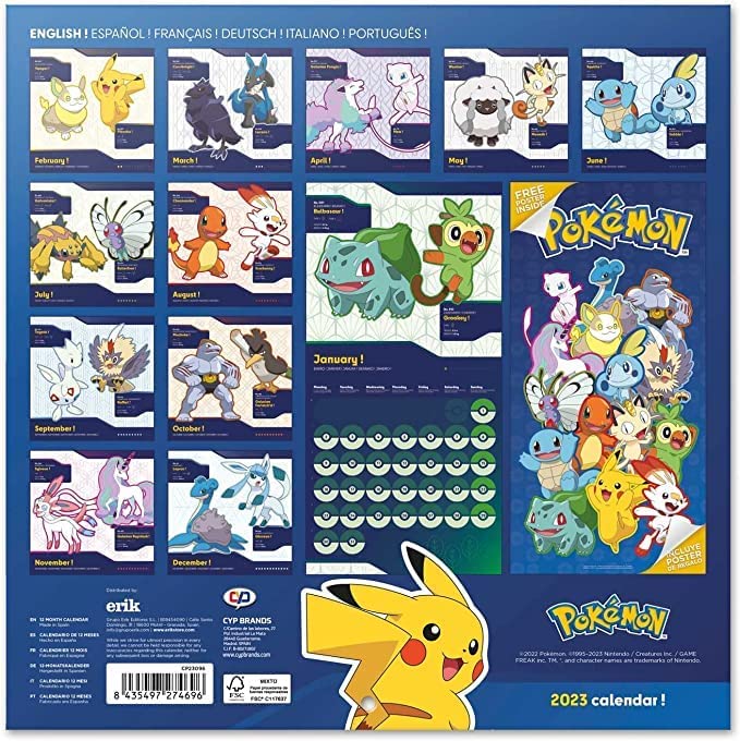 Pokemon Kalender Wandkalender 2023 Erik