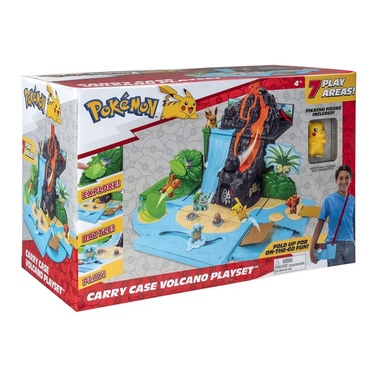 Pokemon Spielset Vulkan Spielwelt mit Pikachu Figur Spielzeug für Kinder