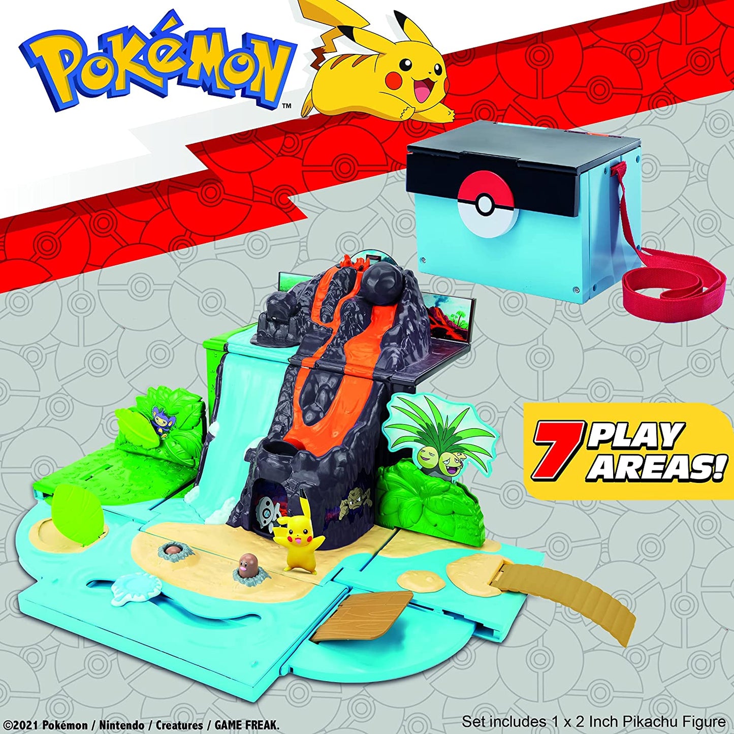 Pokemon Spielset Vulkan Spielwelt mit Pikachu Figur Spielzeug für Kinder