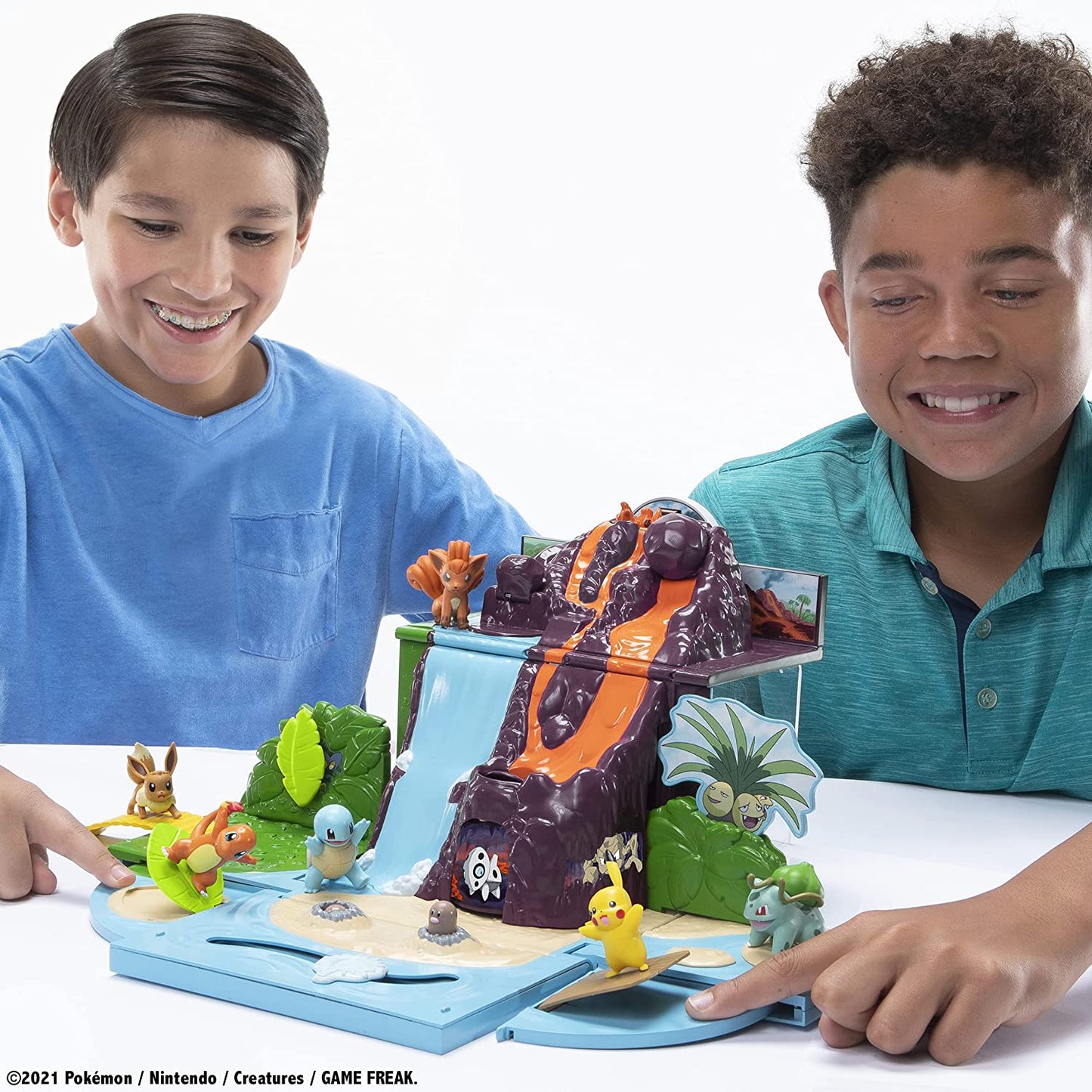 Pokemon Spielset Vulkan Spielwelt mit Pikachu Figur Spielzeug für Kinder