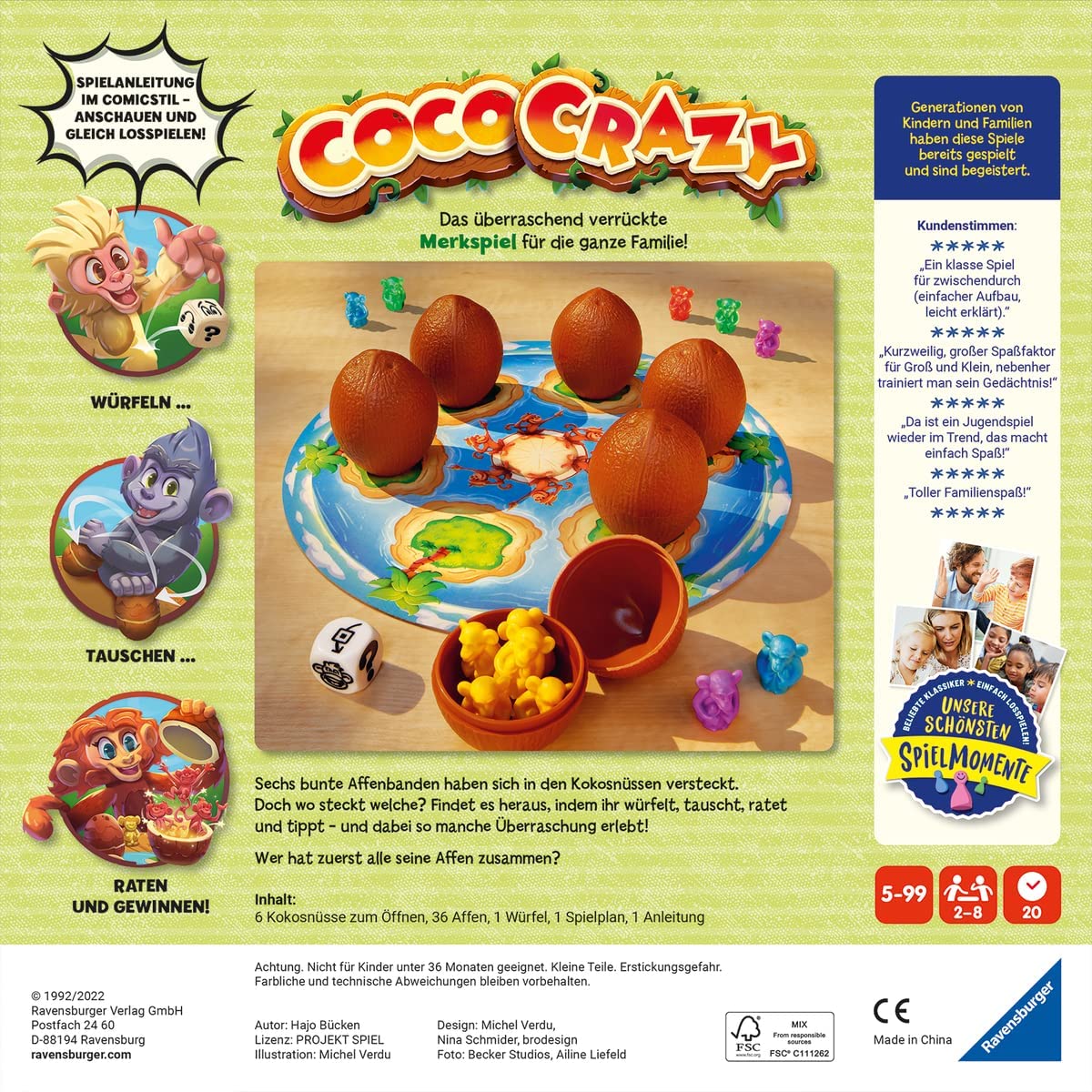 Coco Crazy Brettspiel Gesellschaftsspiel Kinderspiel Familienspiel 2-8 Spieler - Ravensburger