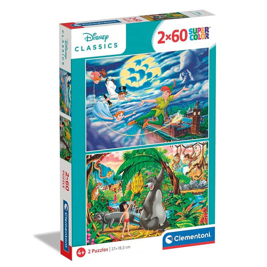 Disney Classics Puzzle Peter Pan & Das Dschungelbuch 2x60 Teile für Kinder Clementoni