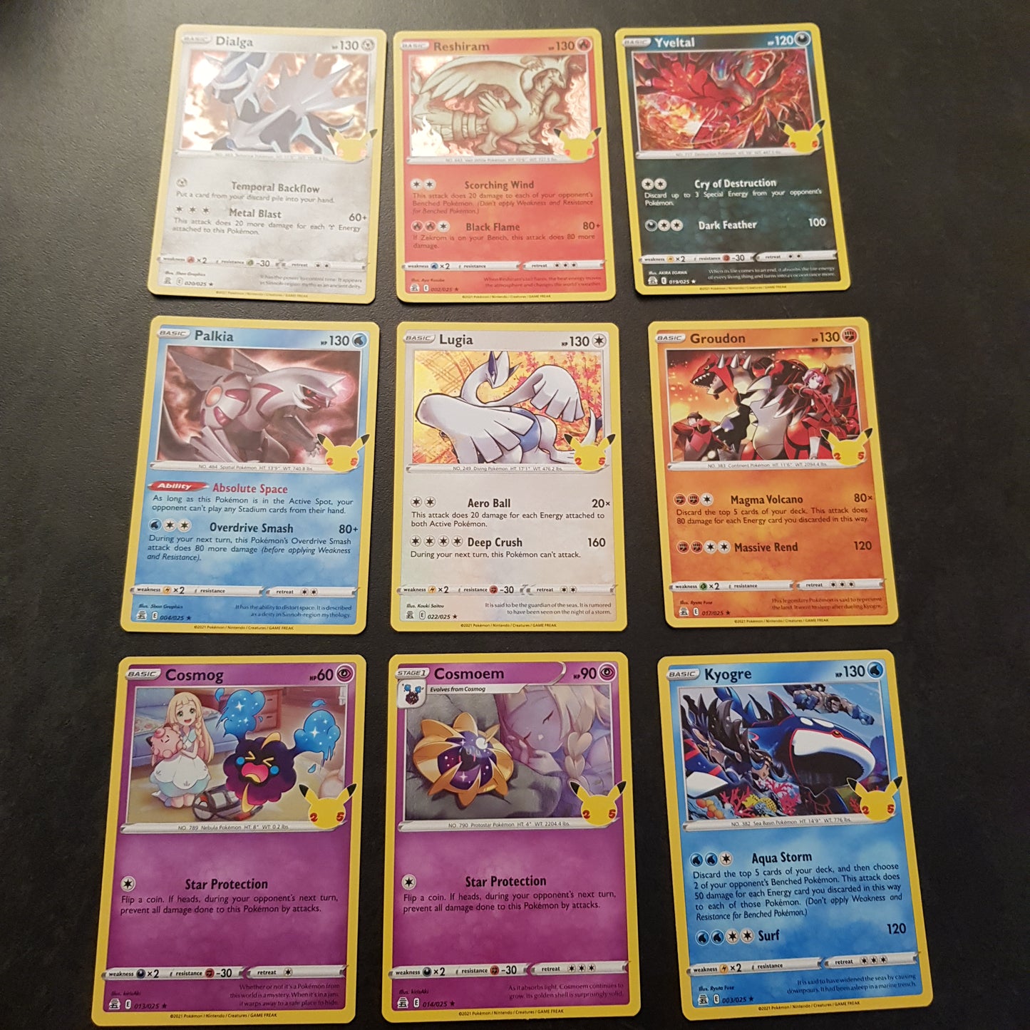 9 x Holo Pokemon Karten 25th Anniversary Celebrations - z.B. Lugia, Dialga, Kyogre