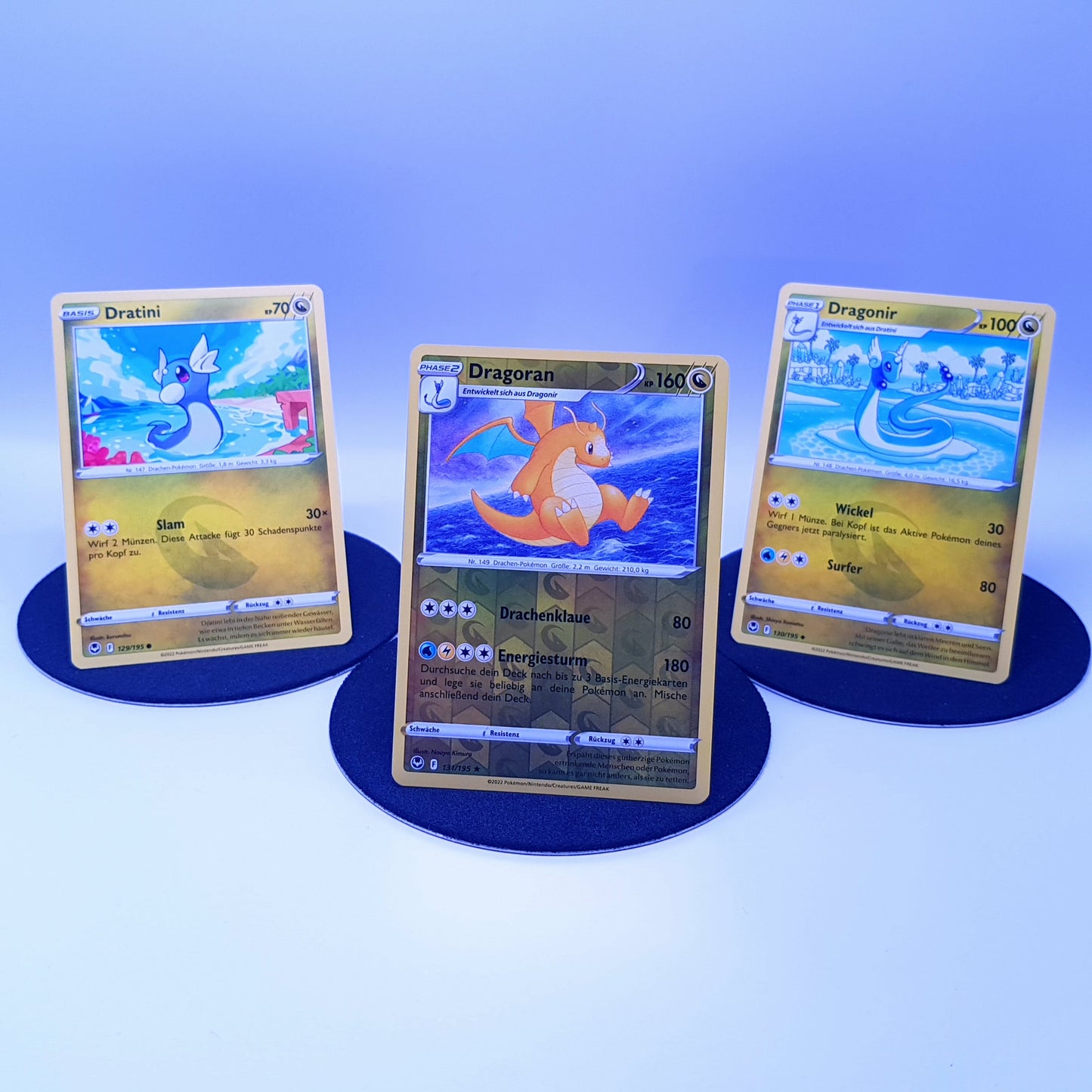 Dratini 129/195 Dragonir 130/195 Dragoran 131/195 rare reverse holo DE 2022 Mint