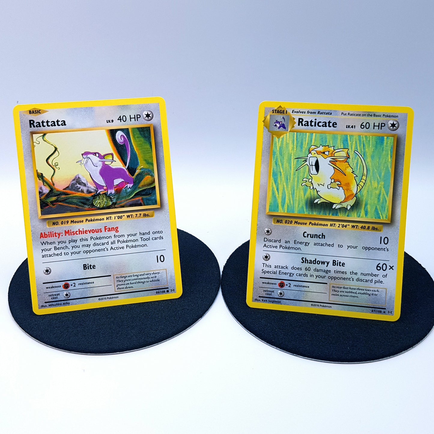 Pokemonkarten - Rattata 66/108 & Raticate 47/108 rare EN mint 2016