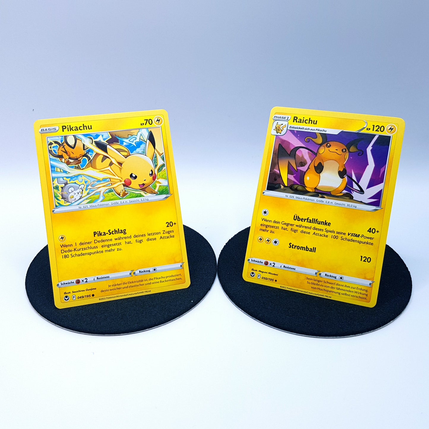 Pokemonkarten - Pikachu 049/195 & Raichu 050/195 DE 2022 MINT