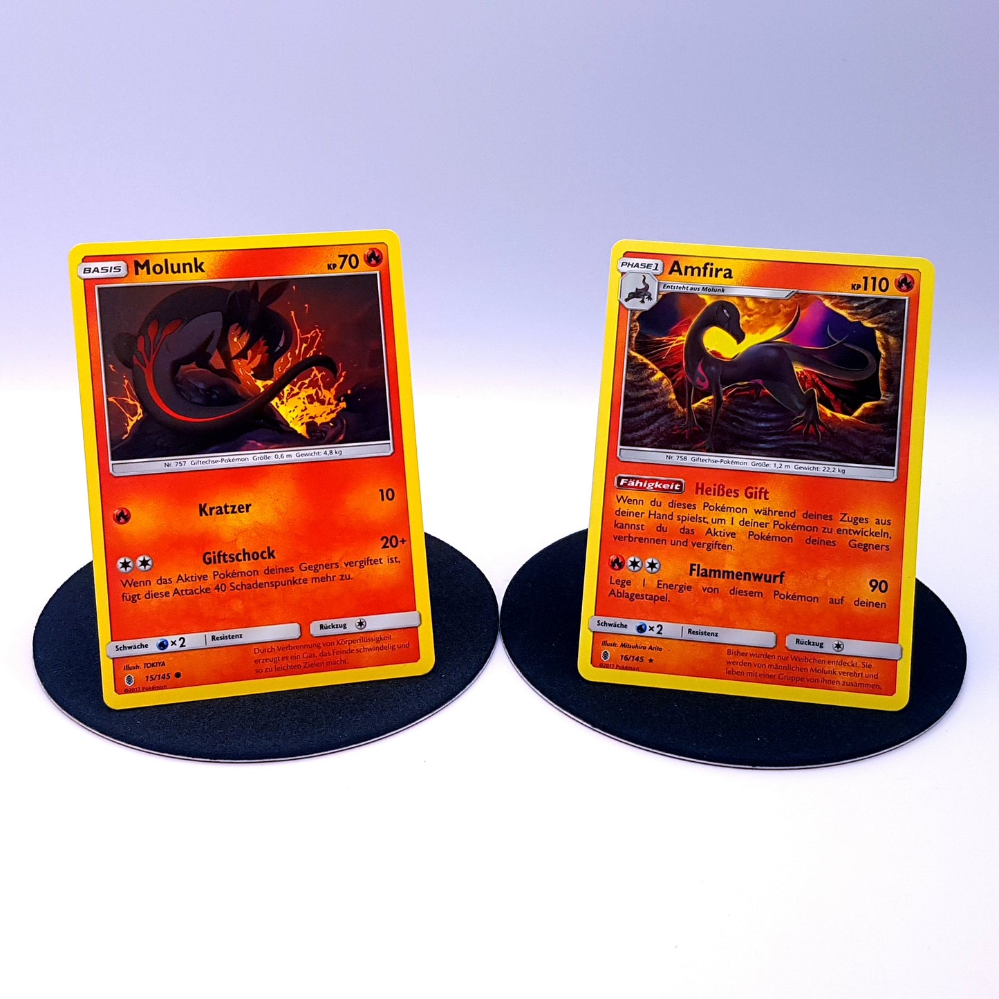 Pokemon Karten Molunk 15/145 & Amfira 16/145 Sonne & Mond 2017 mint