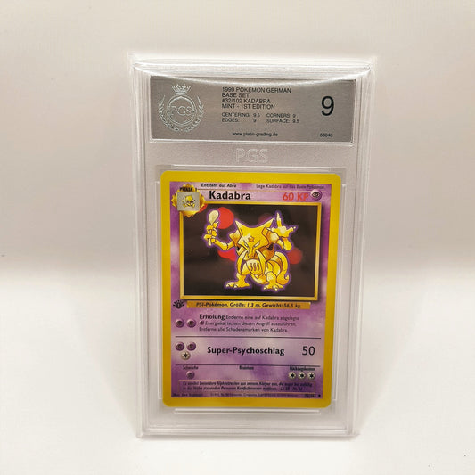 Pokemon Karte Kadabra 32/102 1. Edition Base Set Graded PSA PGS 9 MINT