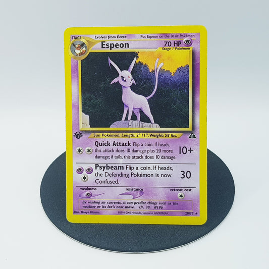 Pokemon Karte Espeon 20/75 1. Edition Neo Entdeckung 2001 Good