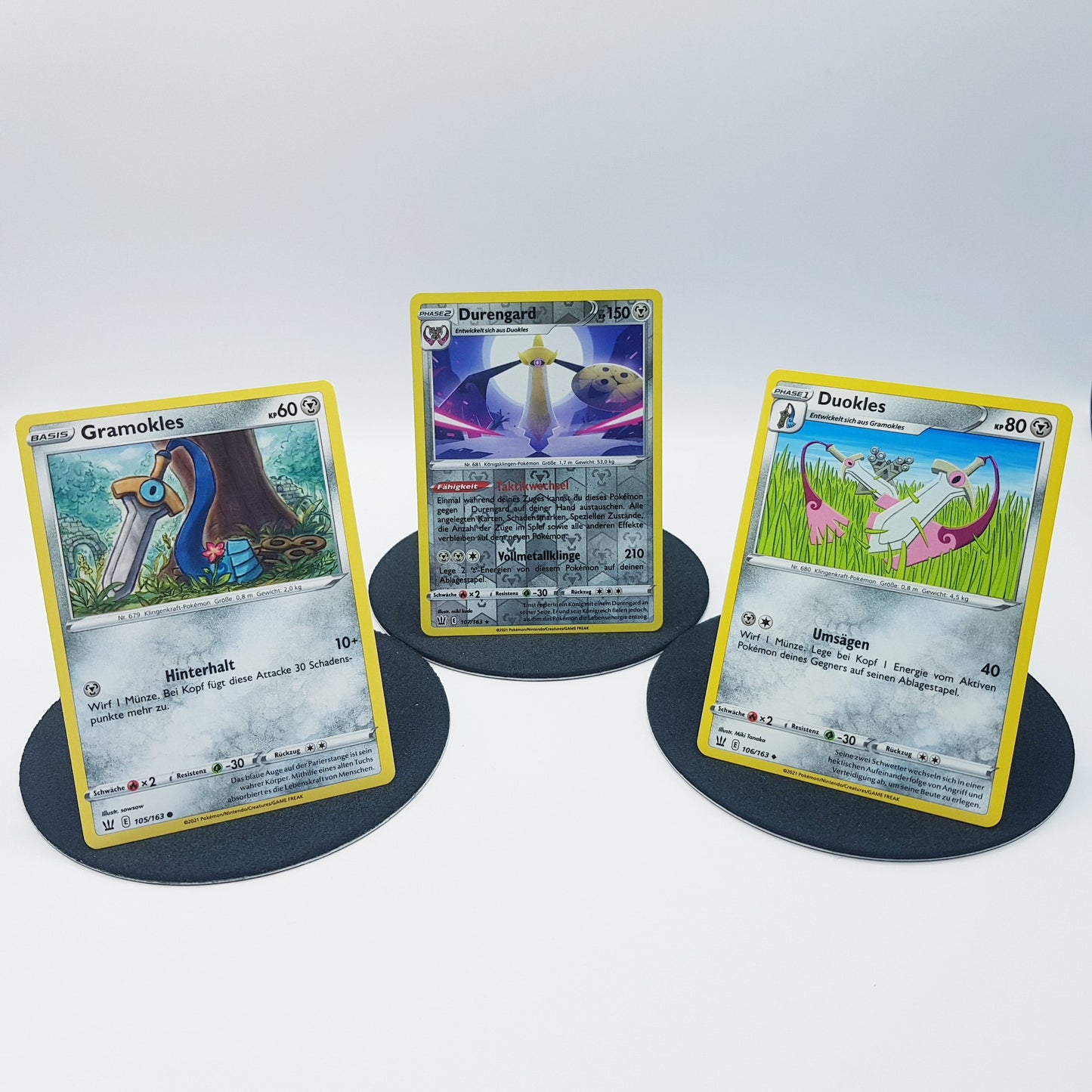 Pokemon Karten Gramokles 105/163 Duokles 106/163 Durengard 107/163 holo rare Mint DE