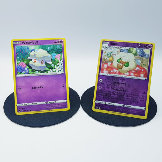 Waumboll 075/185 & Elfun 076/185 rare holo - Schwert & Schild - Farbenschock 2020 - DE - Pokemon Karte