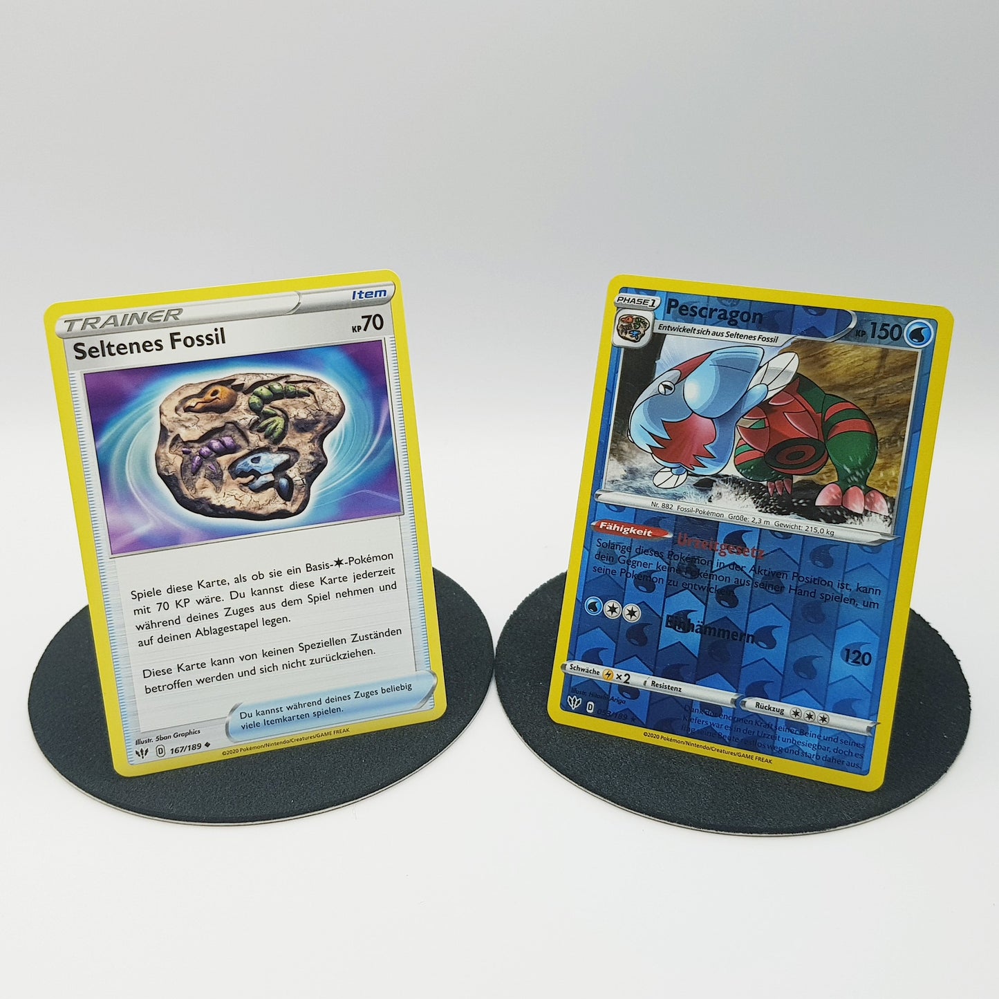 Seltenes Fossil 167/189 Pescragon 53/189 rare holo - Schwert & Schild - Flammende Finsternis 2020 - DE - Pokemon