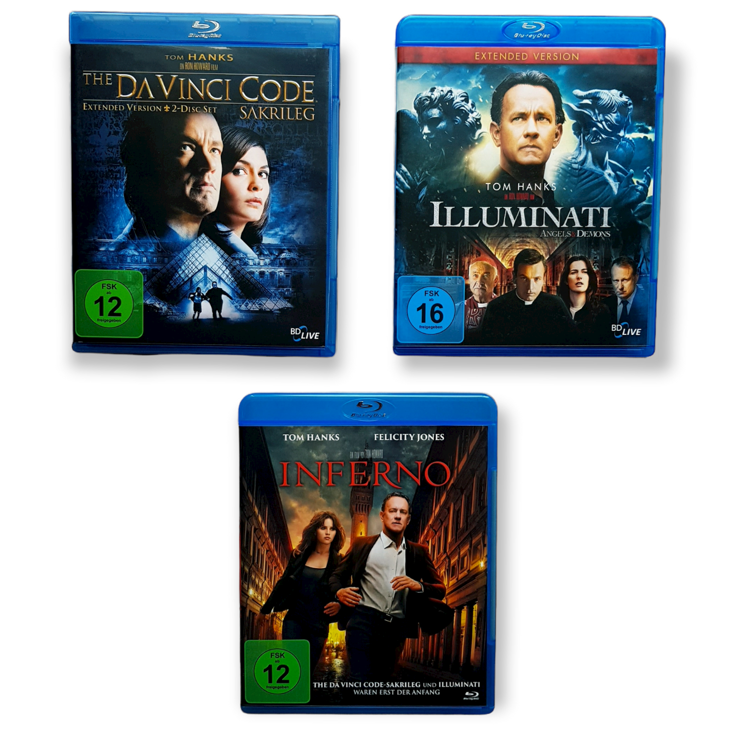 Da Vinci Code + Illuminati + Inferno - Tom Hanks - Blu Ray Zustand sehr gut