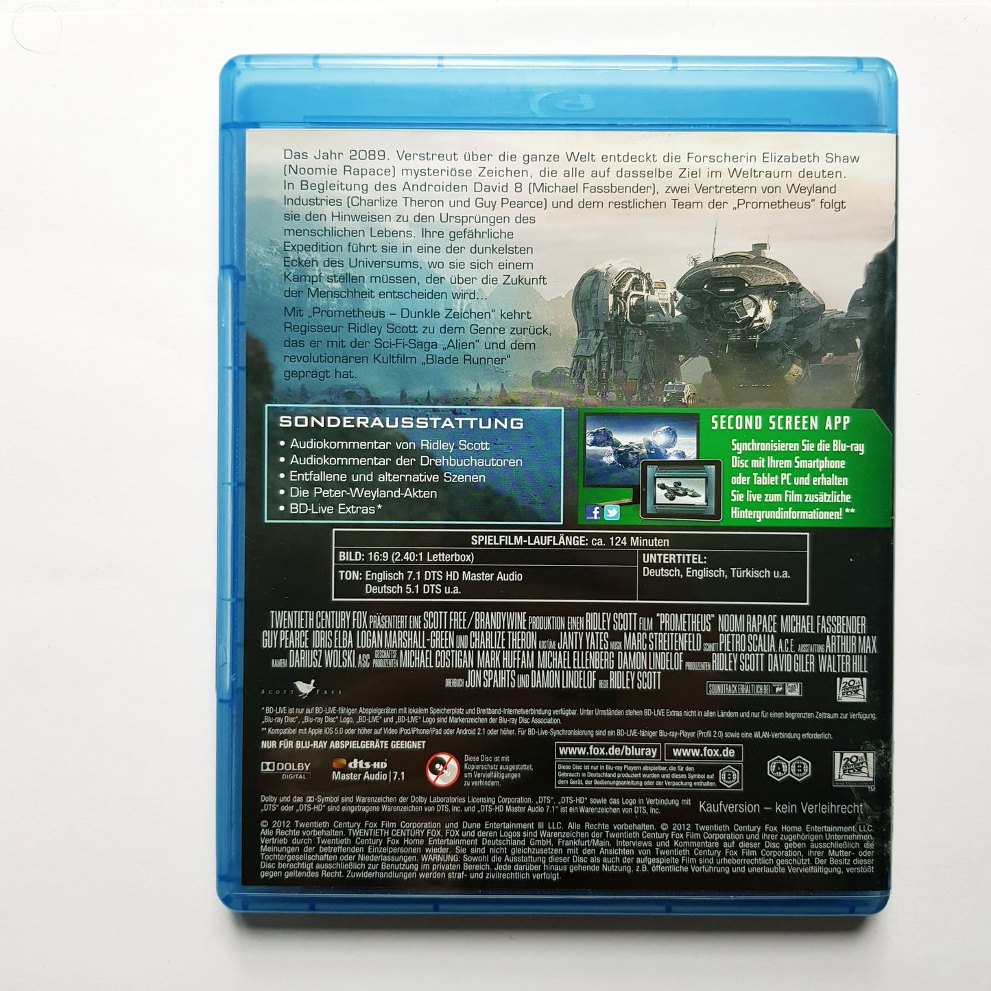 Prometheus - Dunkle Zeichen - Ridley Scotts - Blu Ray Zustand sehr gut