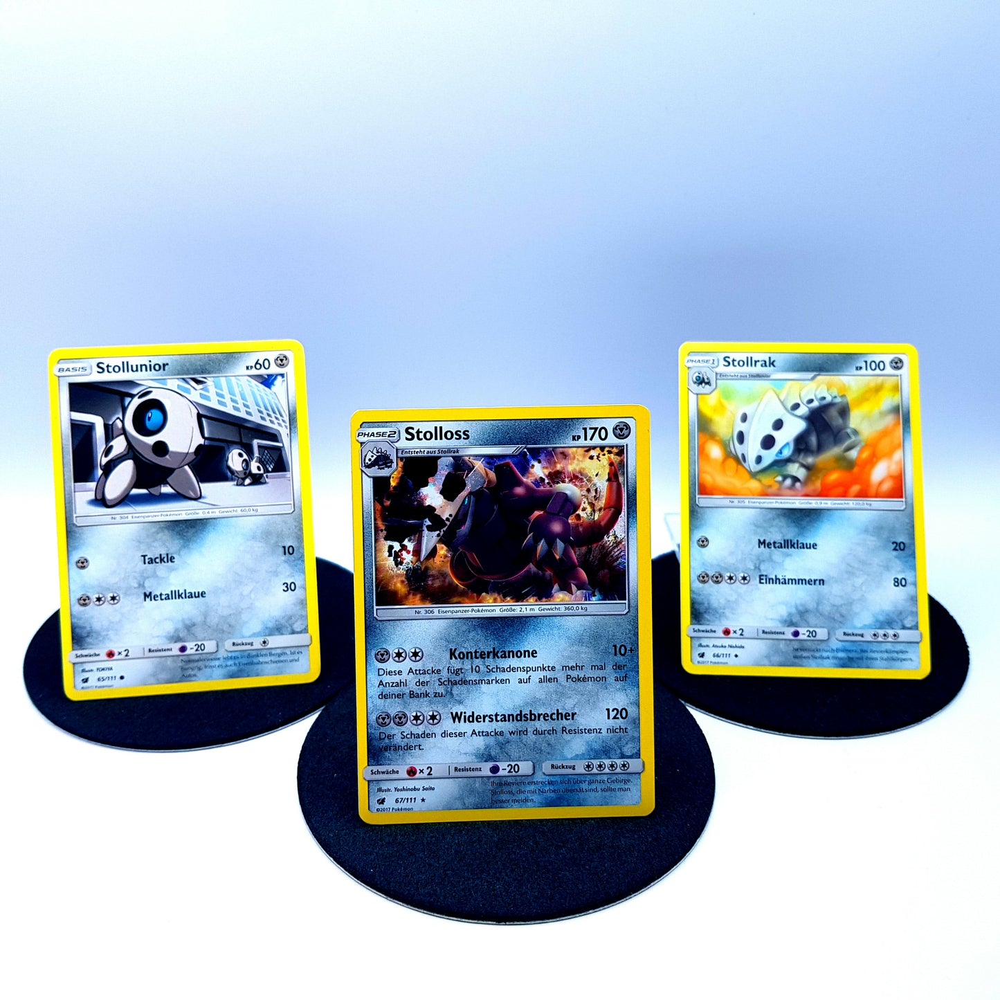 Stollunior 65/111 Stollrak 66/111 Stolloss 67/111 rare holo SM 2017 DE Pokemon