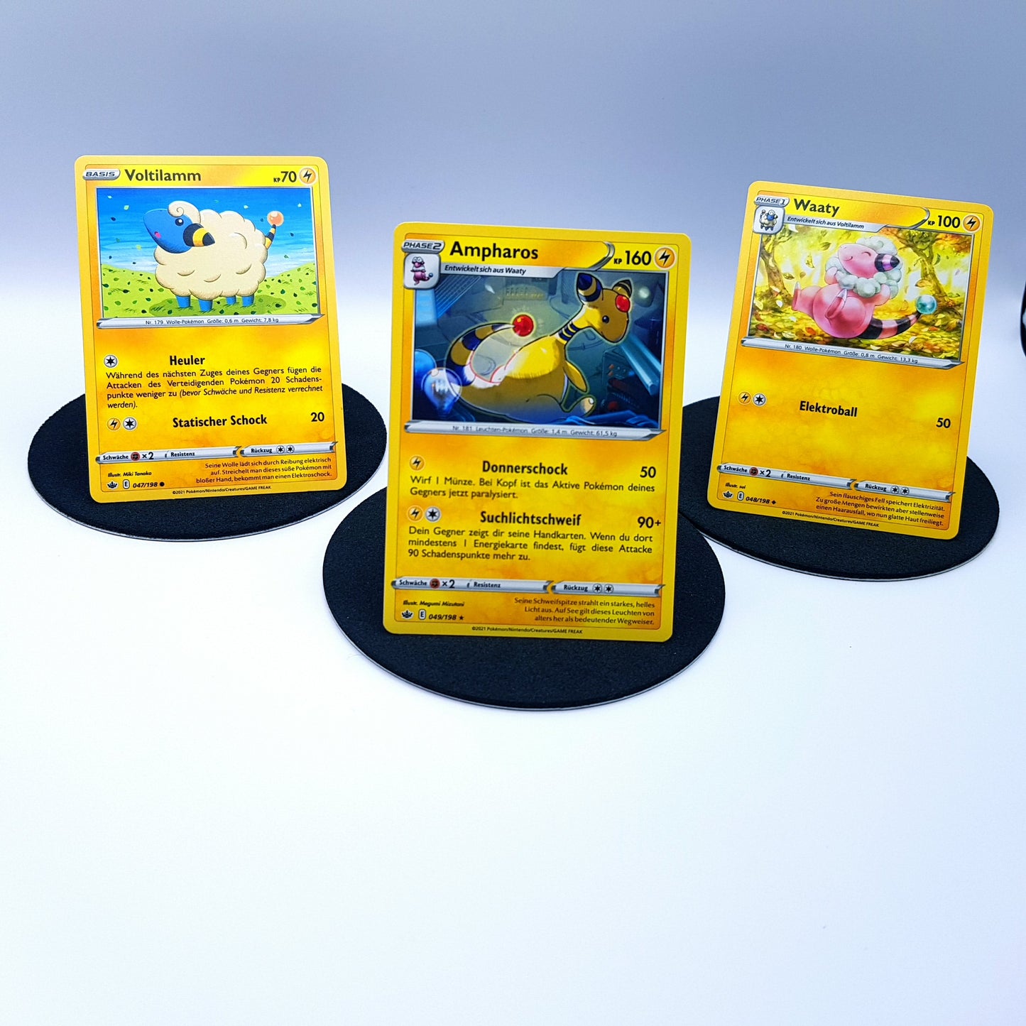 Voltilamm 047/198 Waaty 048/198 Ampharos 049/198 rare SWSH 2021 DE Pokemon