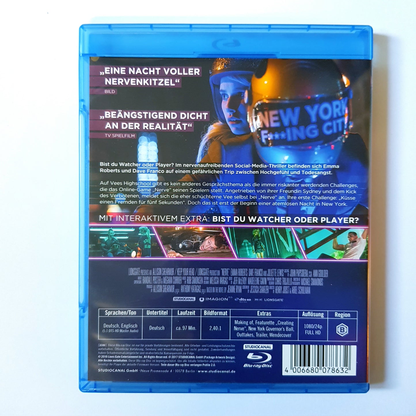 Nerve - Emma Roberts - Dave Franco - Blu Ray Zustand sehr gut