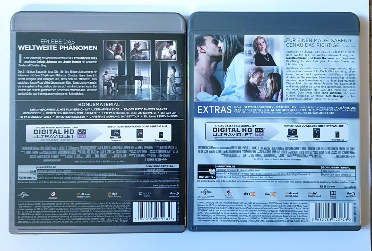 Fifty Shades of Grey 1+2 - Geheimes Verlangen - Gefährliche Liebe - Blu Ray sehr gut