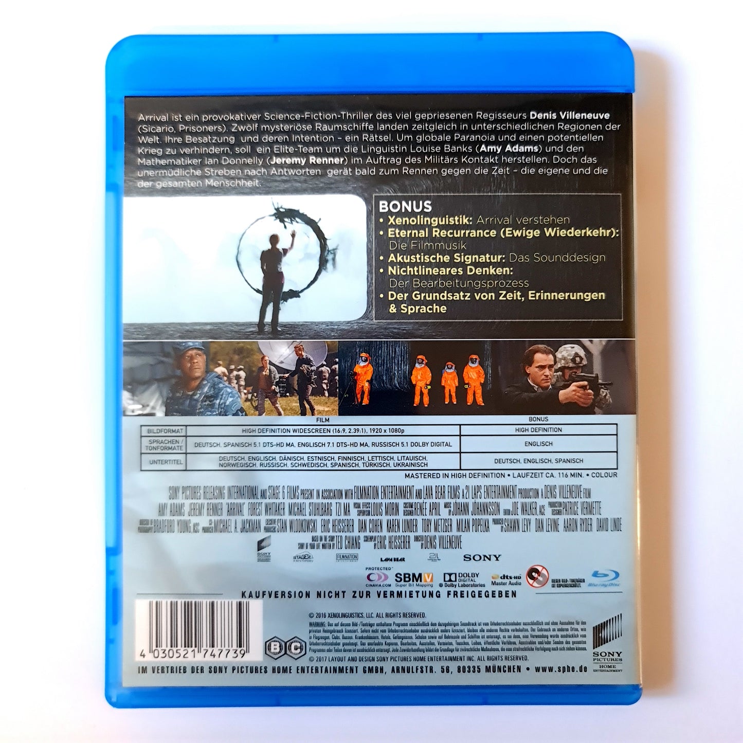 Arrival - Amy Adams - Jeremy Renner - Forest Whitaker - Blu Ray Zustand sehr gut