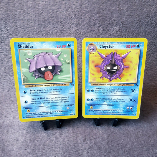 Pokemon Full Set - Shellder 54/62 & Cloyster 32/62 - Fossil Set 2000 - NEAR MINT