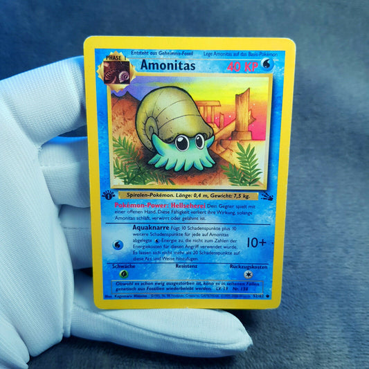 Pokemon Karte - Amonitas 52/62 - 1. Edition - Fossil Set - deutsch