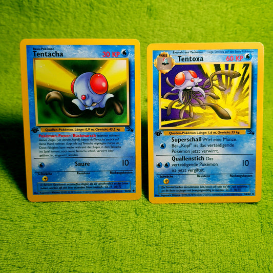 Pokemon - Tentacha 56/62 Tentoxa 44/62 - 1. Edition - Fossil Set (1999) - MINT