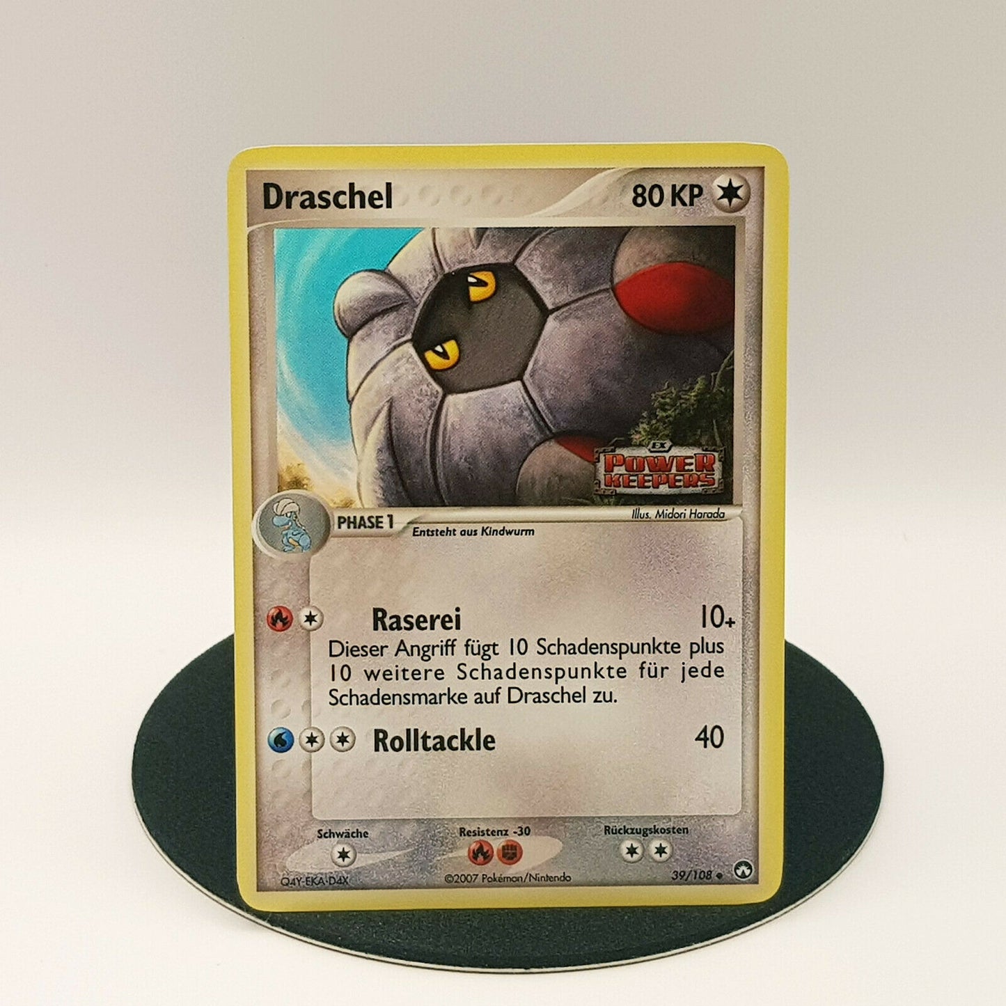 Pokemon Karte Draschel 39/108 holo rare EX Power Keepers stamp 2007 DE NM