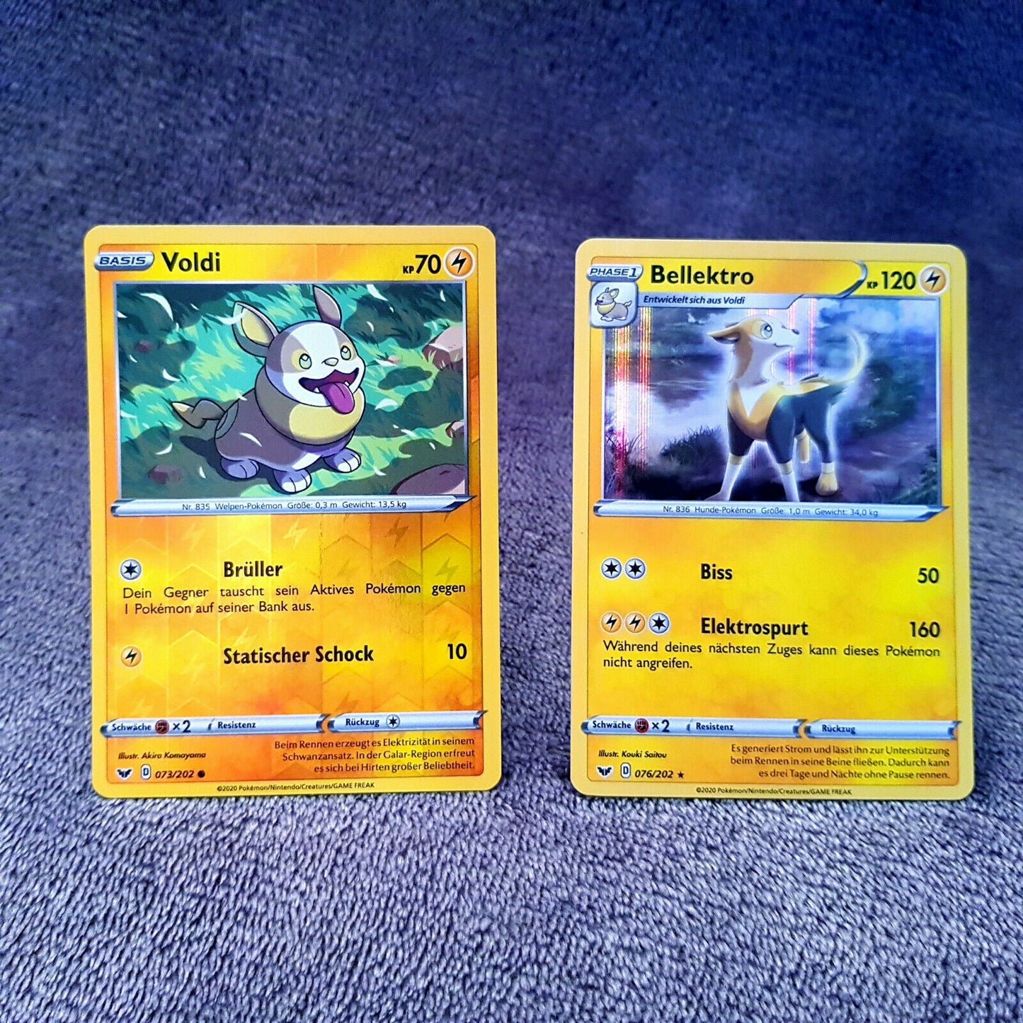 Pokemon - Voldi 73/202 Bellektro 76/202 - Schwert & Schild - HOLO MINT deutsch