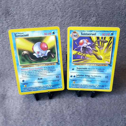 Pokemon - Tentacool 56/62 & Tentacruel 44/62 - Fossil Set 2000 - NEAR MINT