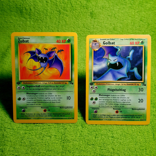 Pokemon - Zubat 57/62 Golbat 34/62 - 1. Edition - Fossil Set (1999) NM Near MINT