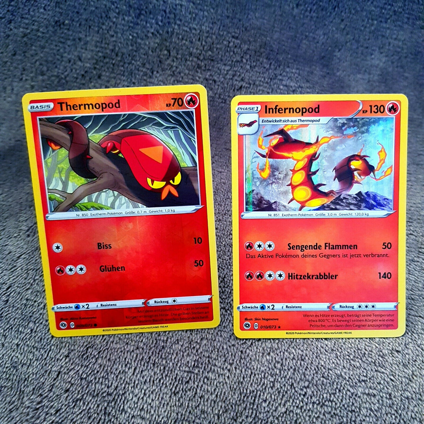 Pokemon - Thermopod 9/73 Infernopod 10/73 - Weg des Champs - HOLO MINT deutsch