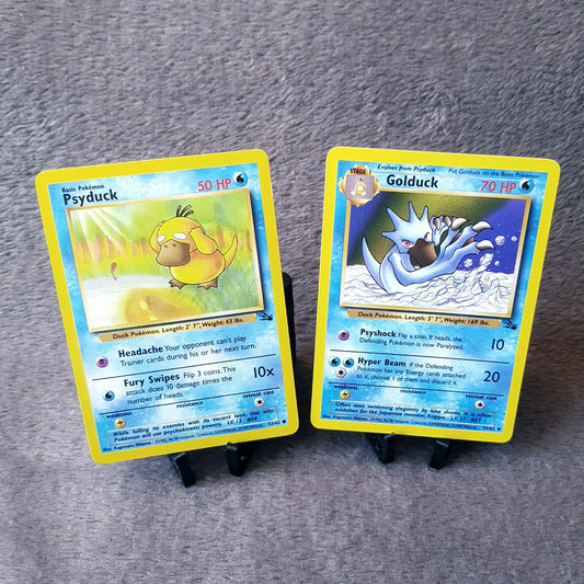 Pokemon Full Set - Psyduck 53/62 & Golduck 35/62 - Fossil Set 2000 - NEAR MINT