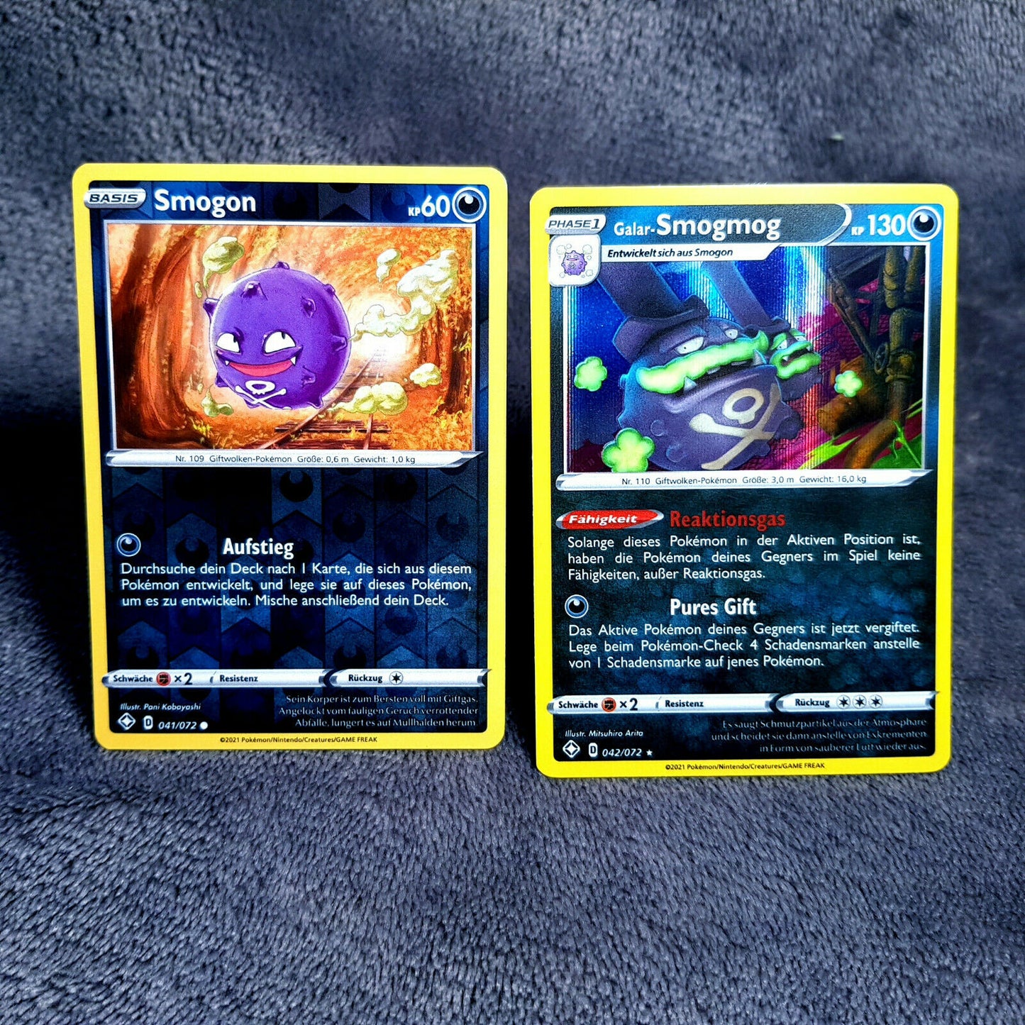 Pokemon - Smogon 41/72 & Galar-Smogmog 42/72 - HOLO - glänzendes Schicksal MINT