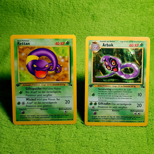 Pokemon - Rettan 46/62 Arbok 31/62 - 1. Edition - Fossil Set (1999)